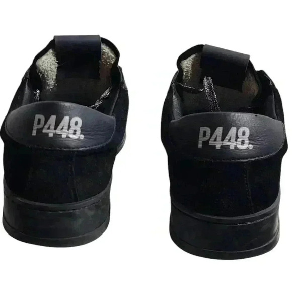 P448 Jack All Black Suede and Leather Italian Sneakers Size 39 US 8.5 - Picture 3 of 11